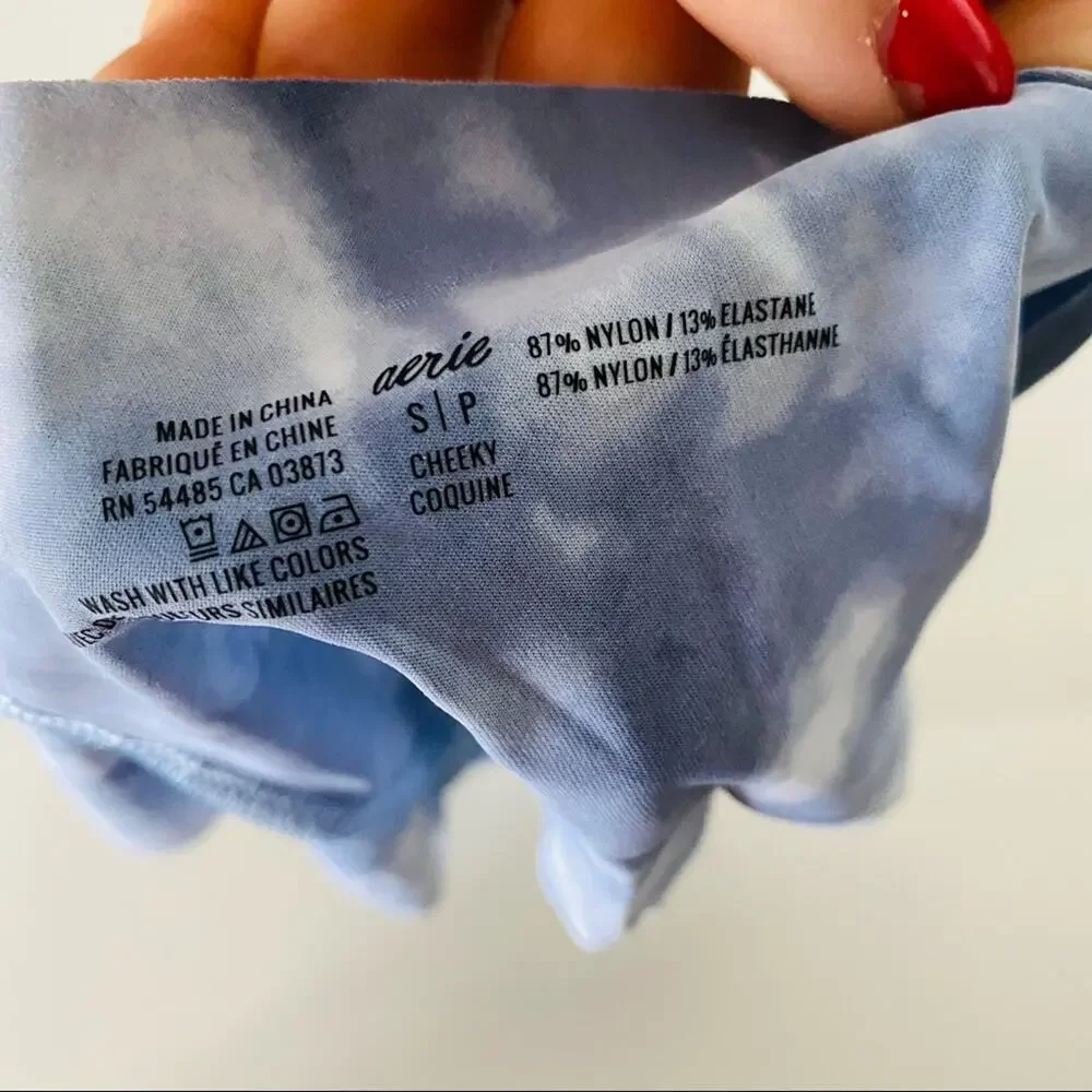 NEW AERIE AEO Blue Navy White Tie Dye Cheeky No Show Panties Undies Small NWT S